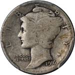 1916-D Mercury Dime PCGS G04 Key Date Nice Eye Appeal Nice Strike