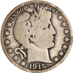 1915-P Barber Half Dollar - Rim Bumps