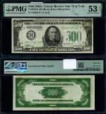 FR. 2202 B $500 1934-A Federal Reserve Note New York B-A Block PMG AU53 EPQ