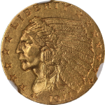 1911-P Indian Gold $2.50 NGC AU58 Nice Eye Appeal Strong Strike