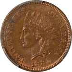 1882 Indian Cent PCGS MS62 BN Superb Eye Appeal Strong Strike