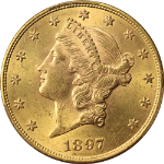 1897-S Liberty Gold $20 PCGS MS63 Superb Eye Appeal Strong Strike