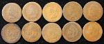 1885 Indian Cents - Worn - 10pc Bulk Lot