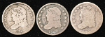 1829-32 Bust Half Dimes - Very Worn, Dings - 3pc Bulk lot