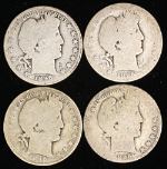 1896-O Barber Half Dollars - Low Grade - 4pc Bulk Lot