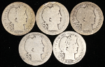 1895-S Barber Half Dollars - Low Grade - 5pc Bulk Lot