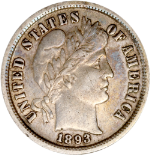 1893-P Barber Dime