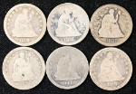 1853-91 Seated Liberty Quarters - Worn - 6pc Bulk Lot