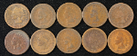 1881 Indian Cents - Worn - 10pc Bulk Lot