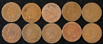 1879 Indian Cents - Worn - 10pc Bulk Lot