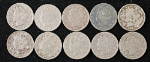 1890-99 Liberty V Nickels - Different Dates, Low Grade - 10pc Bulk Lot