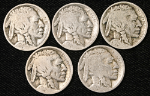 1914-S Buffalo Nickels - Worn - 5pc Bulk Lot