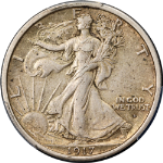 1917-D Obverse Walking Liberty Half PCGS AU55 Great Eye Appeal Strong Strike