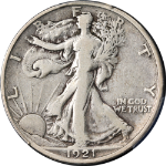 1921-S Walking Liberty Half PCGS F15 Superb Eye Appeal Strong Strike