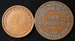 1859 Masonic Pennies - Smithfield, Ohio; Large &amp; Small - 2pc Bulk Lot