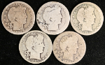 1893-O Barber Half Dollars - Low Grade - 5pc Bulk Lot