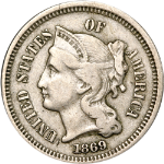 1869 Three (3) Cent Nickel