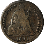 1891-S Seated Liberty Dime