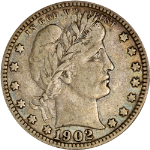 1902-O Barber Quarter - Choice+