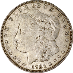 1921-D Morgan Silver Dollar - Error - Struck Through Obverse