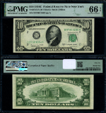 FR. 2013 B $10 1950-C Federal Reserve Note New York B-H Block Gem PMG CU66 EPQ