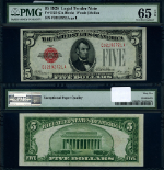 FR. 1525 $5 1928 Legal Tender C-A Block Gem PMG CU65 EPQ