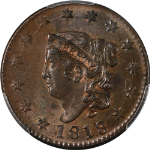 1818 Large Cent CAC Sticker PCGS MS63 BN N.10 R.1 Strong Strike