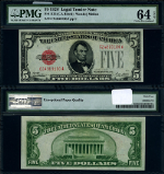 FR. 1525 $5 1928 Legal Tender C-A Block Choice PMG CU64 EPQ