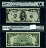 FR. 1965 D* $5 1950-D Federal Reserve Note Cleveland D-* Block Gem PMG CU66 EPQ Star