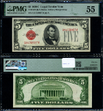 FR. 1528 $5 1928-C Legal Tender G-A Block PMG AU55 MUST SEE