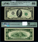 FR. 2013 B $10 1950-C Federal Reserve Note New York B-H Block Gem PMG CU66 EPQ