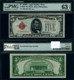 FR. 1527 $5 1928-B Legal Tender D-A Block Choice PMG CU63 EPQ