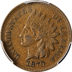 1870 Indian Cent PCGS AU Detail Superb Eye Appeal Strong Strike