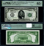 FR. 1951 D $5 1928-A Federal Reserve Note Cleveland D-A Block Gem PMG CU65 EPQ