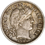 1906-P Barber Dime - Choice+