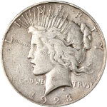 1923-S Peace Dollar - Error? Struck Thru- Reed Fragment??