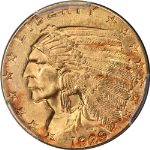 1929 Indian Gold $2.50 PCGS MS64 Superb Eye Appeal Strong Strike