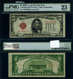 FR. 1528 M $5 1928-C Legal Tender Mule F-A Block PMG VF25 Micro BP#