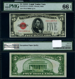 FR. 1526 $5 1928-A Legal Tender C-A Block Gem PMG CU66 EPQ