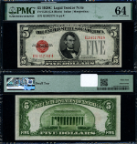 FR. 1528 $5 1928-C Legal Tender G-A Block Choice PMG CU64