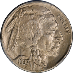 1937-D Buffalo Nickel 3 Legs CAC Sticker PCGS AU53 Key Date Nice Strike