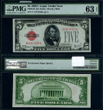 FR. 1526 $5 1928-A Legal Tender D-A Block Choice PMG CU63 EPQ