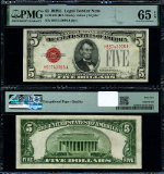 FR. 1530 $5 1928-E Legal Tender H-A Block Gem PMG CU65 EPQ