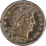 1906 Barber Quarter Proof PCGS PR65 Nice Eye Appeal Strong Strike