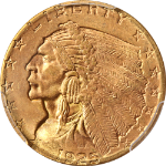 1925-D Indian Gold $2.50 CAC Sticker PCGS MS65 Superb Eye Appeal Strong Strike