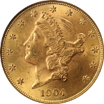 1904-P Liberty Gold $20 CAC Sticker NGC MS64 Great Eye Appeal Strong Strike