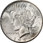 1934-S Peace Dollar PCGS MS64 Key Date Blazing White Gem Nice Strike