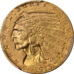 1913 Indian Gold $2.50 PCGS MS64 Superb Eye Appeal Strong Strike