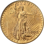 1909/8-P Saint-Gaudens Gold $20 OGH CAC Sticker PCGS MS64 Key Date Strong Strike