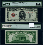 FR. 1527 $5 1928-B Legal Tender E-A Block Choice PMG CU63 EPQ